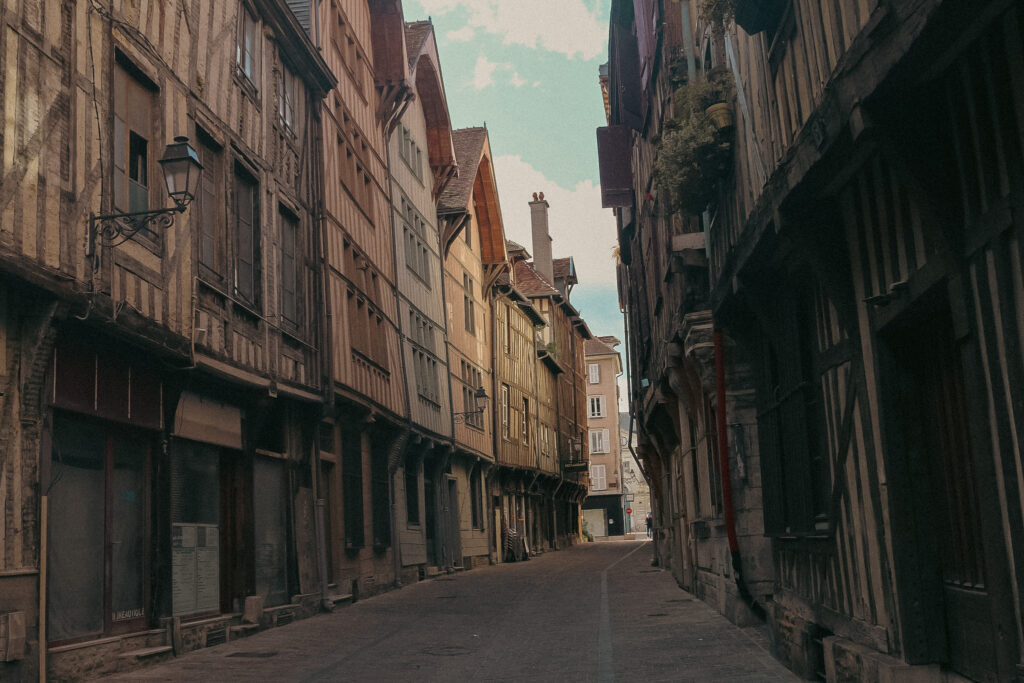 Französische Stadt Troyes mit Fachwerkhäusern